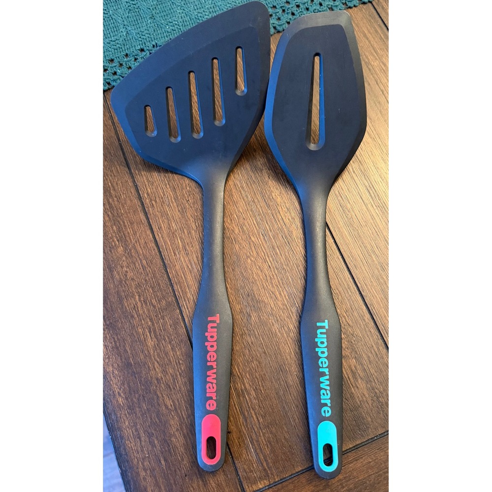 Tupperware Chef Series Spatula Turner Set Black Red Teal Slotted Kitchen Tools